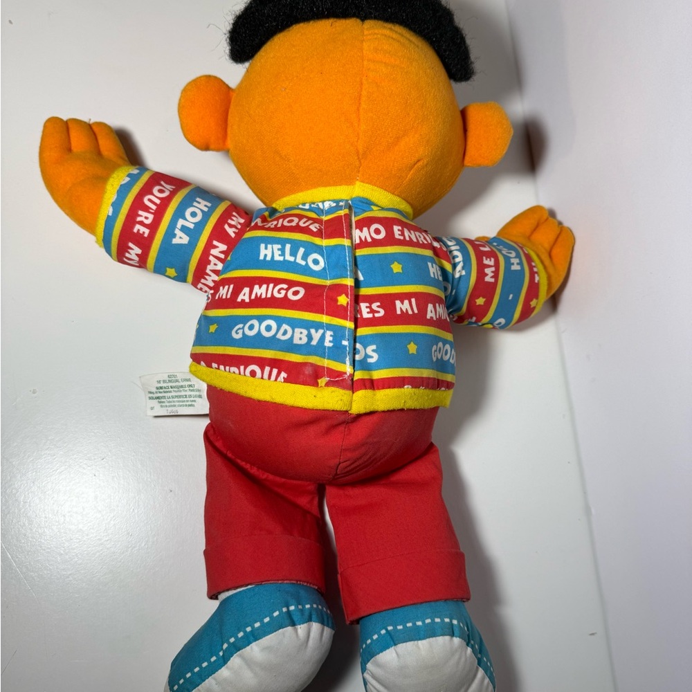 Vintage Sesame Street Bilingual Ernie English/Spanish 16” Tyco Plush 1995 - Picture 7 of 8